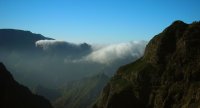 Cloud spilling off the plateau at sunset